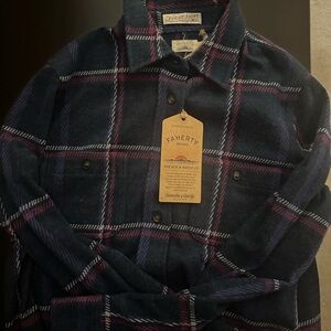 Faherty Navy and Purple Plaid Shirt